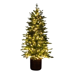 Nearly Natural 4.5ft Pre-Lit Green Christmas Tree in Planter w/ 60 Clear LED