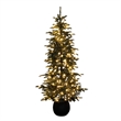 Nearly Natural 6ft Pre-Lit Pine Christmas Tree in Round Black Planter
