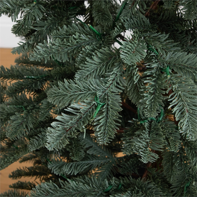 Nearly Natural 6ft Pre-Lit Pine Christmas Tree in Round Black Planter