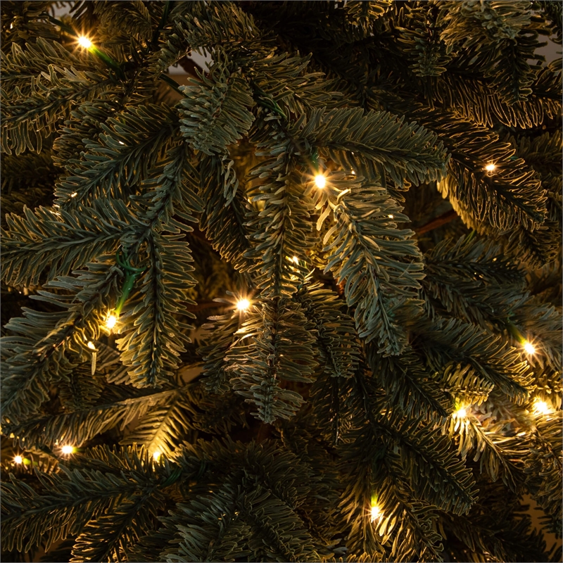 Nearly Natural 6ft Pre-Lit Pine Christmas Tree in Round Black Planter