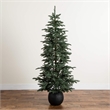 Nearly Natural 6ft Pre-Lit Pine Christmas Tree in Round Black Planter