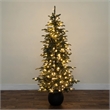 Nearly Natural 6ft Pre-Lit Pine Christmas Tree in Round Black Planter