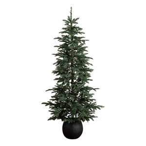 Nearly Natural 6ft Pre-Lit Pine Christmas Tree in Round Black Planter
