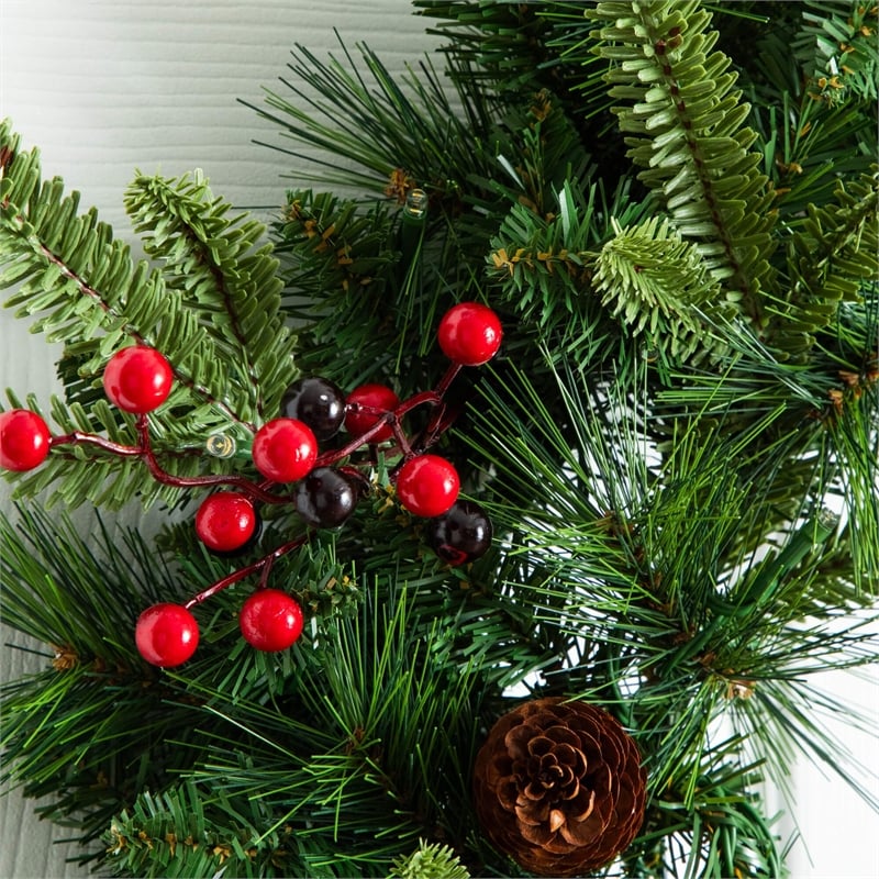 Nearly Natural 5 Piece Pre-Lit Christmas Holiday Bundle