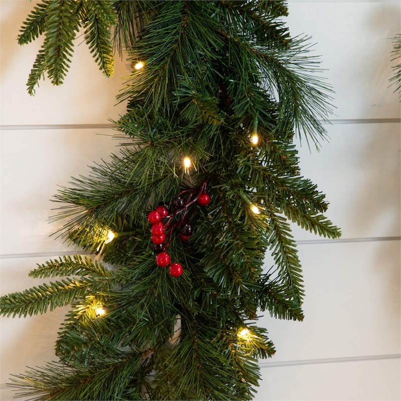 Nearly Natural 5 Piece Pre-Lit Christmas Holiday Bundle