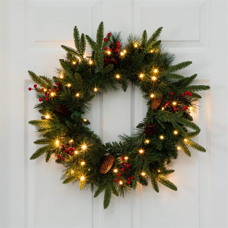 Nearly Natural 5 Piece Pre-Lit Christmas Holiday Bundle