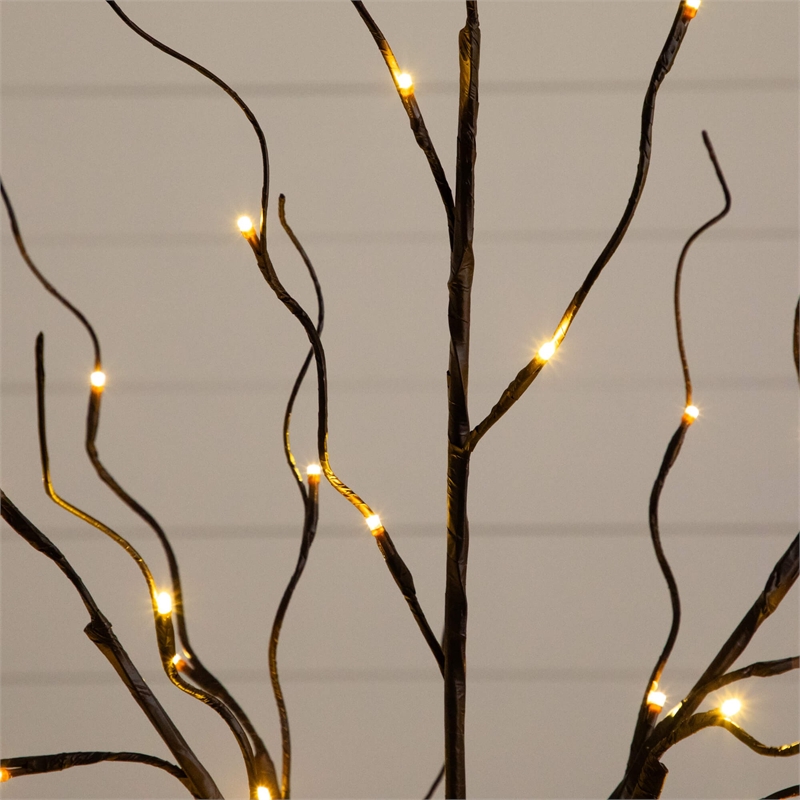 Nearly Natural 3ft 5ft 6ft Brown Birch Trees w/ Warm White LED - Set of 3