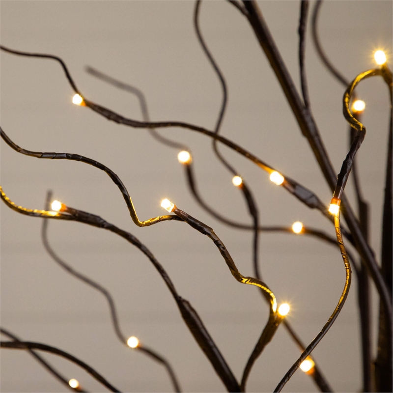 Nearly Natural 3ft 5ft 6ft Brown Birch Trees w/ Warm White LED - Set of 3