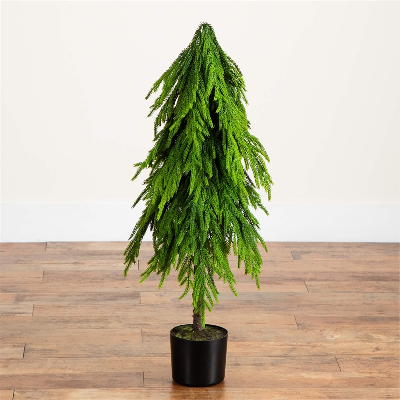 Nearly Natural 3ft Artificial Real Touch Down Swept Norfolk Pine Tree