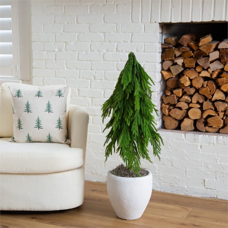 Nearly Natural 3ft Artificial Real Touch Down Swept Norfolk Pine Tree
