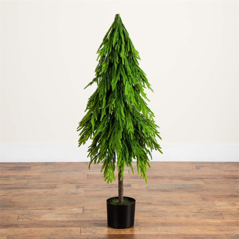 Nearly Natural 4ft Artificial Real Touch Down Swept Norfolk Pine Tree