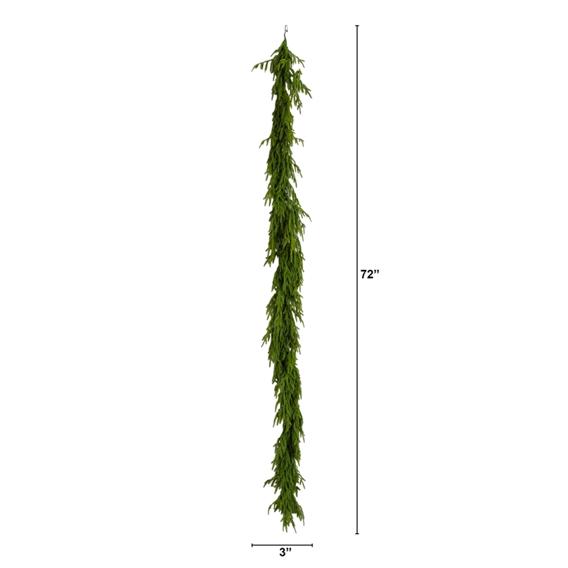 Nearly Natural 6ft Pre-Lit Real Touch Norfolk Island Pine Garland w/ 35 LED