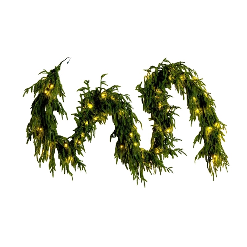Nearly Natural 9ft Pre-Lit Real Touch Norfolk Island Pine Garland w/ 50 LED