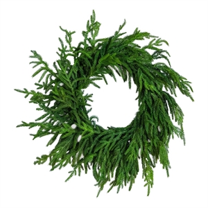 Nearly Natural 24&quot Artificial Real Touch Norfolk Isl& Pine Wreath w/Natural Look
