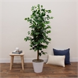Nearly Natural 5.5ft Artificial Ficus Double Stalk Tree in Hexagon Metal Planter
