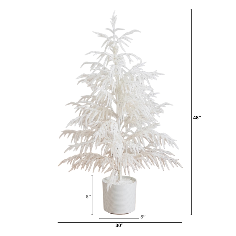 Nearly Natural 4ft Real Touch White Norfolk Island Pine Christmas Tree in White