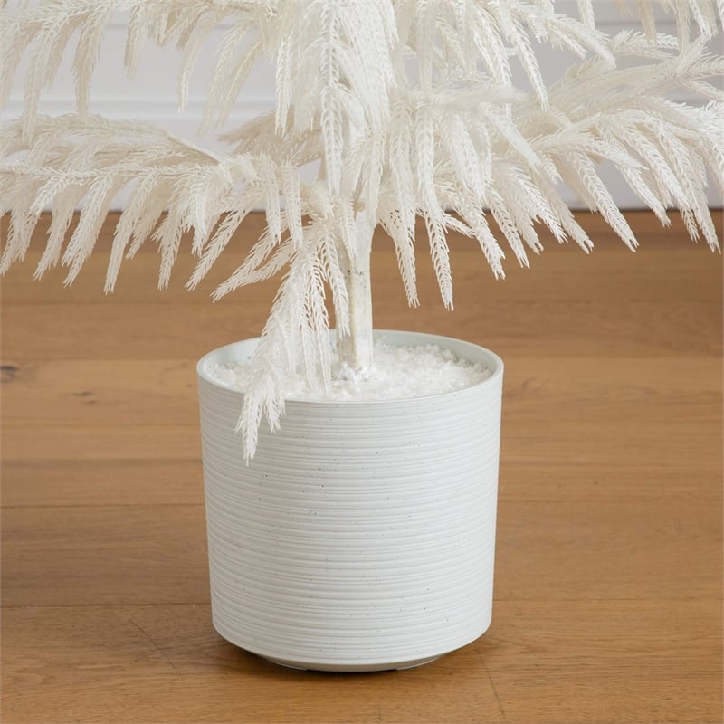 Nearly Natural 4ft Real Touch White Norfolk Island Pine Christmas Tree in White