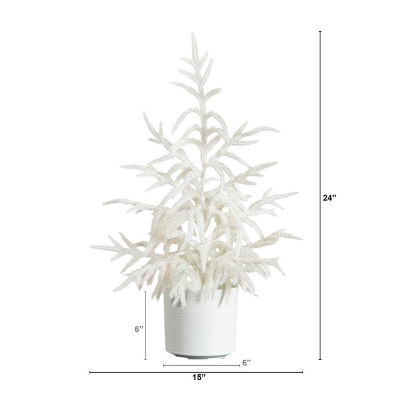 Nearly Natural 2ft Real Touch White Norfolk Island Pine Christmas Tree in White