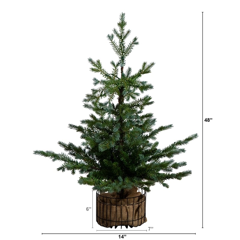 Nearly Natural 3ft Pre-Lit Christmas Tree in Jute Wire Planter