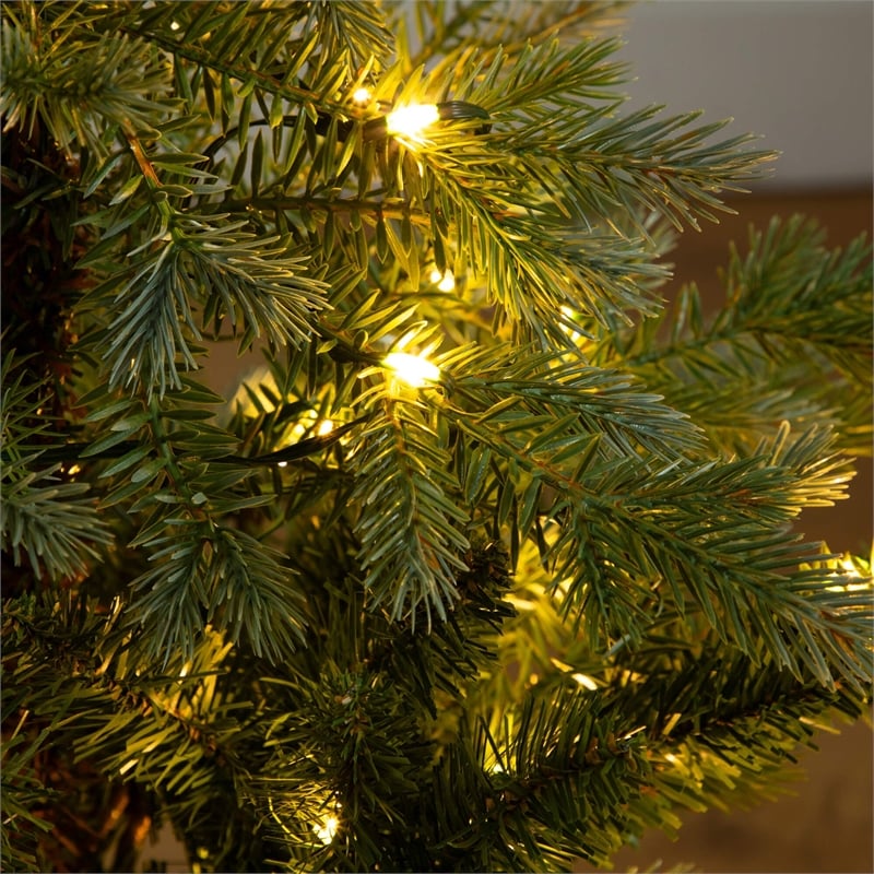 Nearly Natural 3ft Pre-Lit Christmas Tree in Jute Wire Planter