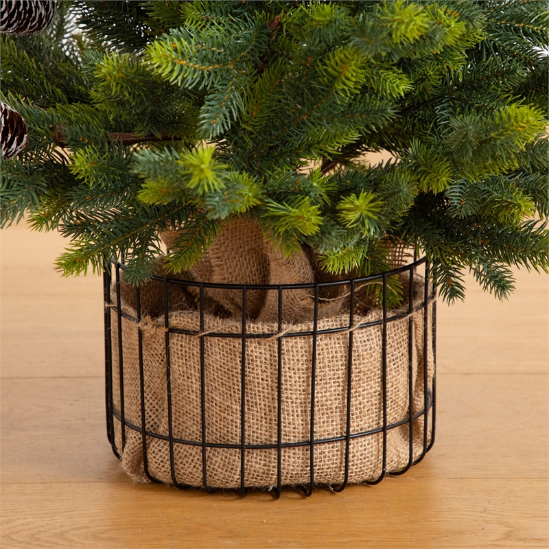 Nearly Natural 3ft Artificial Balsam Fir Christmas Tree in Jute Wire Planter