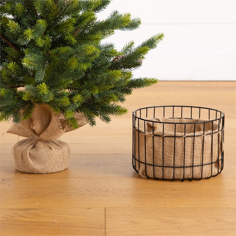 Nearly Natural 3ft Artificial Balsam Fir Christmas Tree in Jute Wire Planter