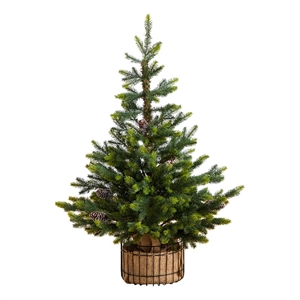 Nearly Natural 3ft Artificial Balsam Fir Christmas Tree in Jute Wire Planter