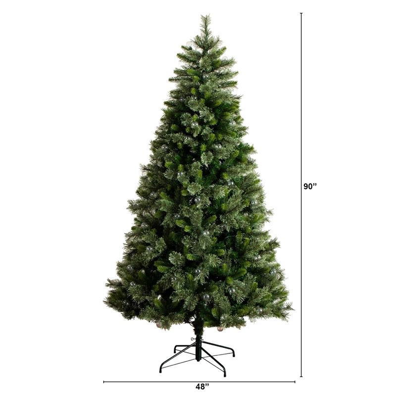 Nearly Natural 7.5ft Christmas Tree w/ 450 Warm White Clear Globe Bulbs and LED