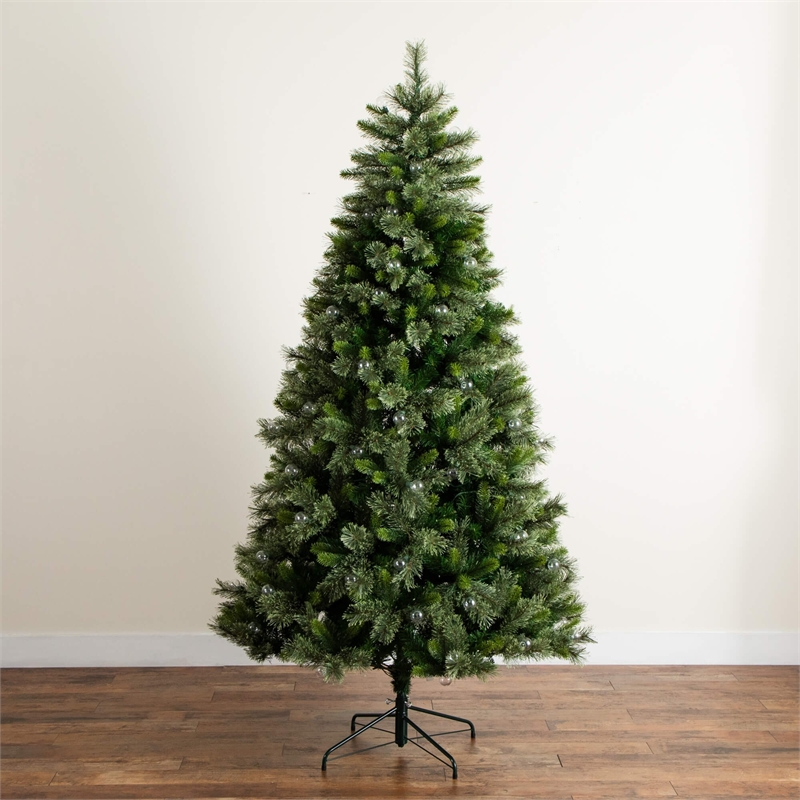 Nearly Natural 7.5ft Christmas Tree w/ 450 Warm White Clear Globe Bulbs and LED