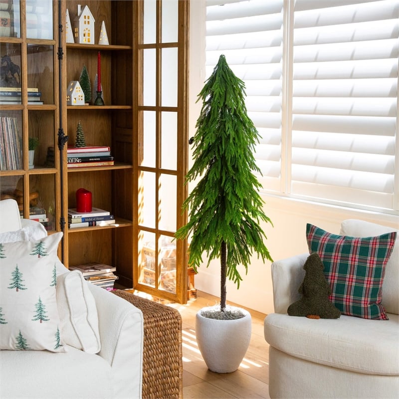 Nearly Natural 5ft Artificial Real Touch Down Swept Norfolk Pine Tree