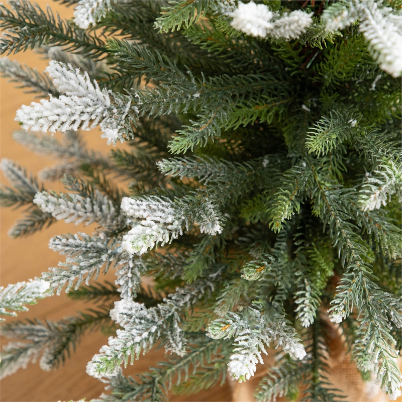 Nearly Natural 2ft 3ft 4ft Snowed Balsam Fir Christmas Tree BurlapWrappedBase