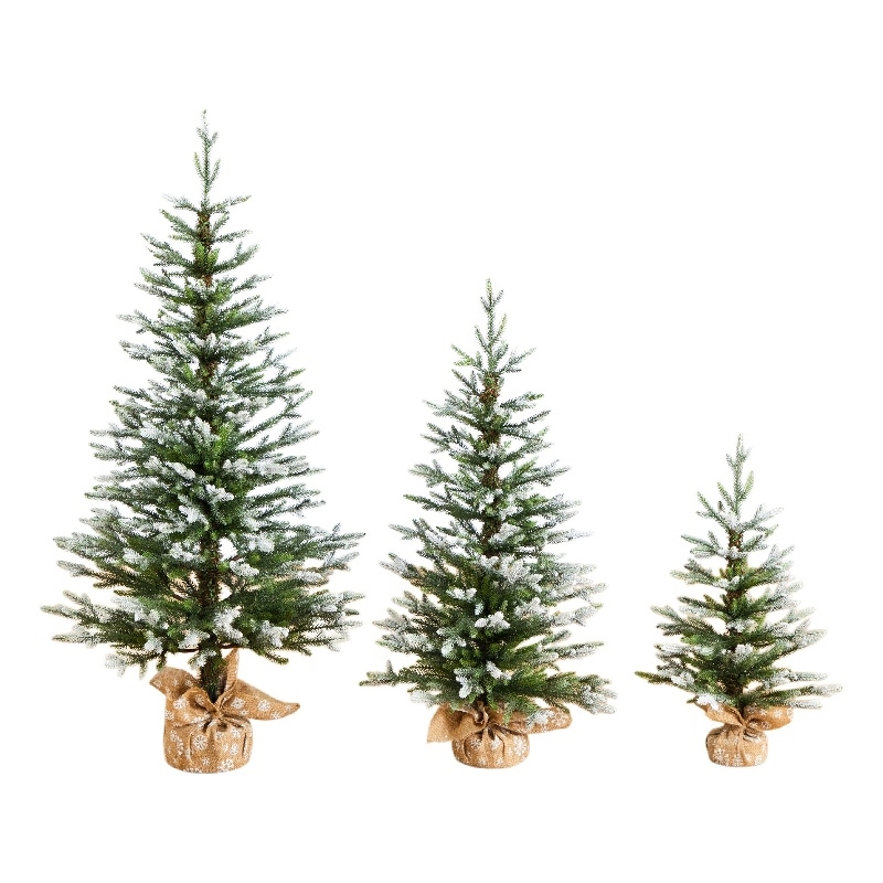 Nearly Natural 2ft 3ft 4ft Snowed Balsam Fir Christmas Tree BurlapWrappedBase