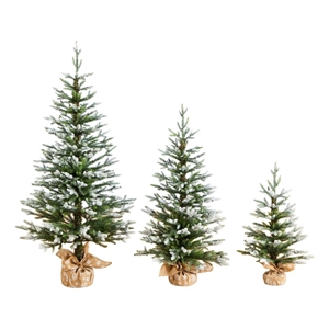 Nearly Natural 2ft 3ft 4ft Snowed Balsam Fir Christmas Tree BurlapWrappedBase