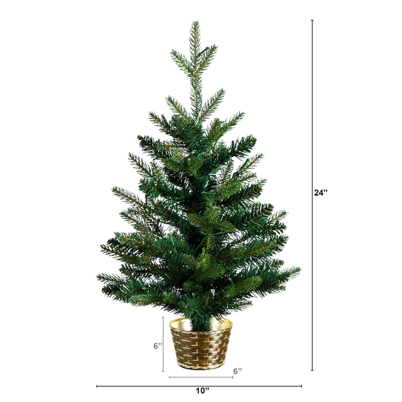 Nearly Natural 2ft Pre-Lit Classic Christmas Tree w/ 35 Warm White LED Lights