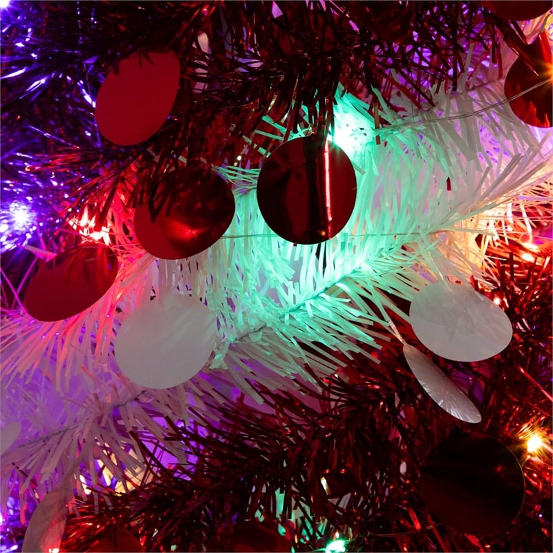 Nearly Natural 4ft Pre-Lit Pop up Red & White Tinsel Christmas Tree with 50 LED