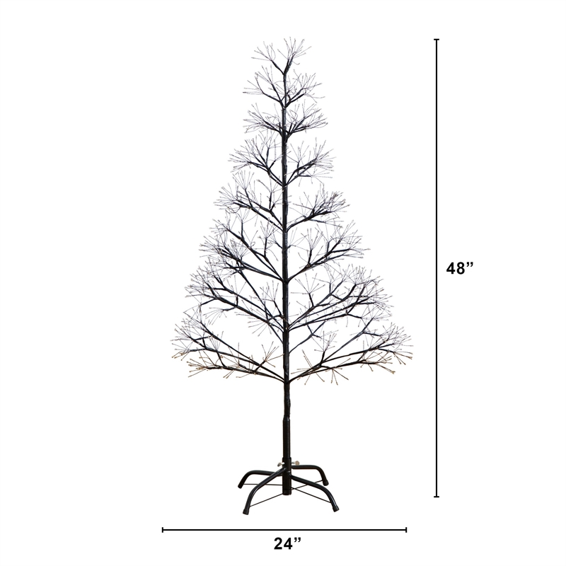 Nearly Natural 4ft Pre-Lit Halloween Black Starburst Tree w/ 800 Warm White LED