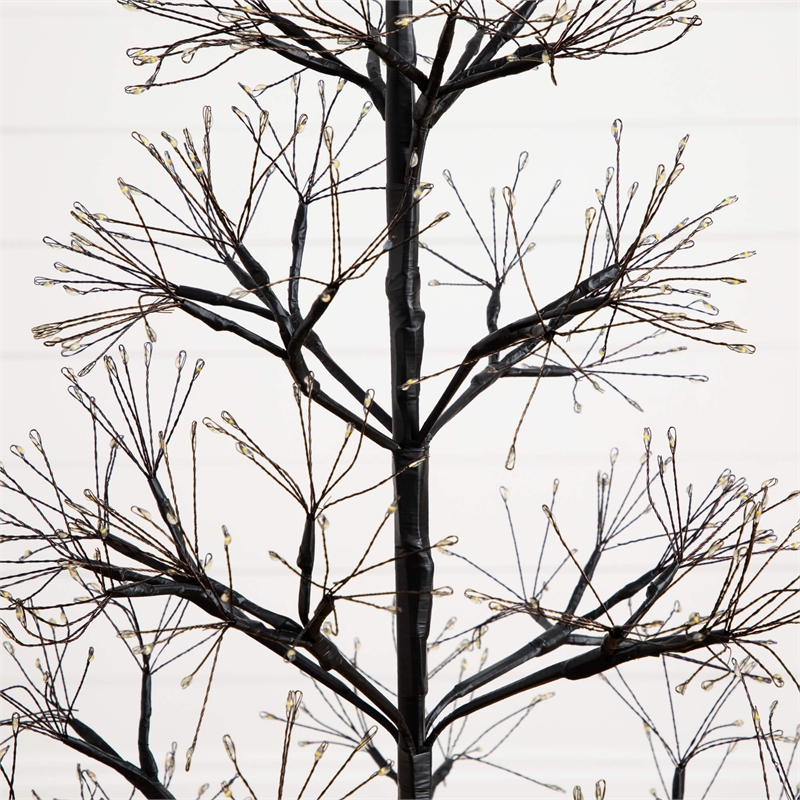 Nearly Natural 4ft Pre-Lit Halloween Black Starburst Tree w/ 800 Warm White LED