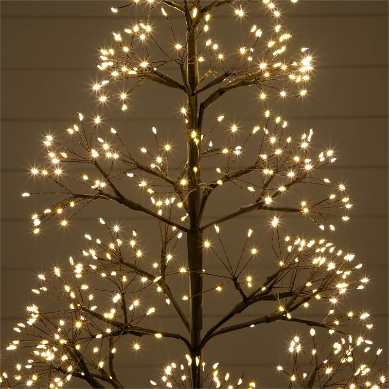 Nearly Natural 4ft Pre-Lit Halloween Black Starburst Tree w/ 800 Warm White LED