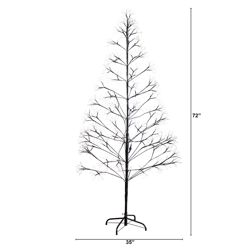 Nearly Natural 6ft Pre-Lit Halloween Black Starburst Tree w/ 1680 Warm White LED