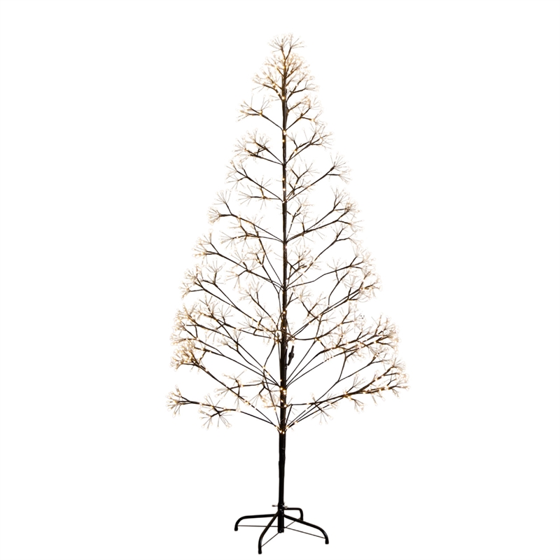 Nearly Natural 6ft Pre-Lit Halloween Black Starburst Tree w/ 1680 Warm White LED