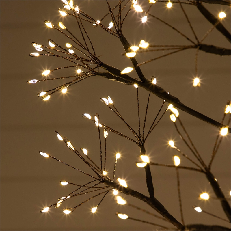 Nearly Natural 6ft Pre-Lit Halloween Black Starburst Tree w/ 1680 Warm White LED