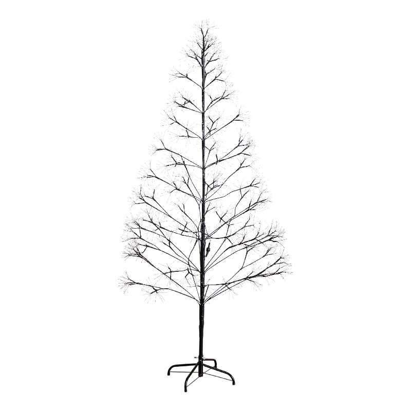 Nearly Natural 6ft Pre-Lit Halloween Black Starburst Tree w/ 1680 Warm White LED