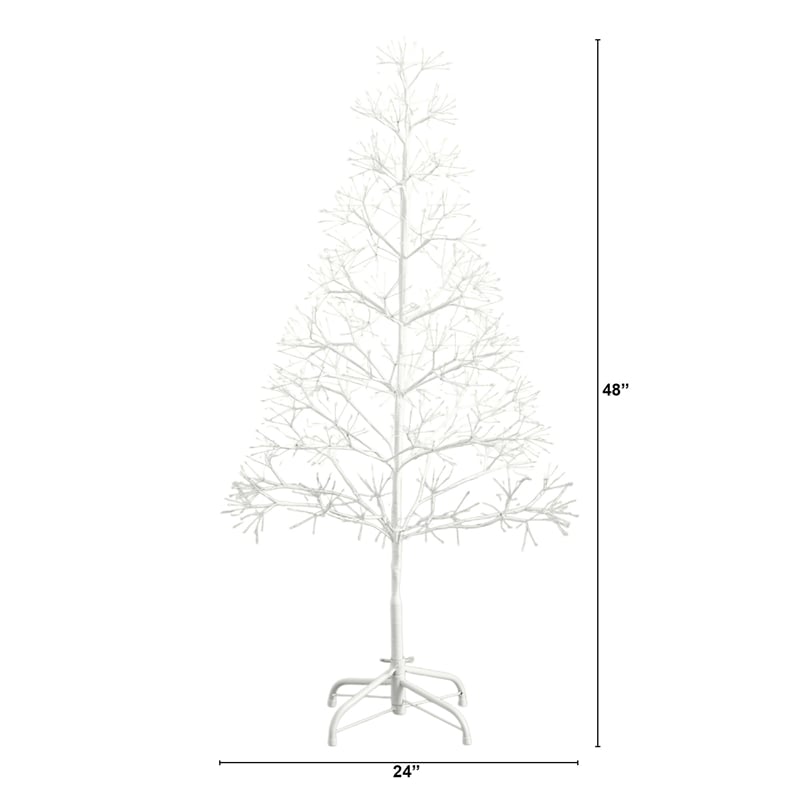 Nearly Natural 4ft Pre-Lit White Starburst Tree with 800 Fairy Warm White LED