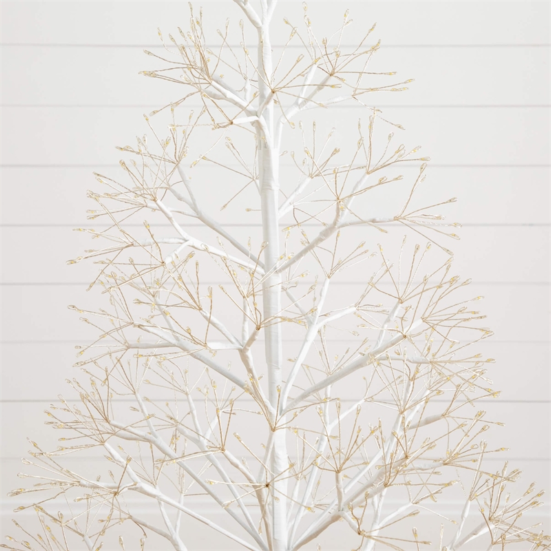 Nearly Natural 4ft Pre-Lit White Starburst Tree with 800 Fairy Warm White LED