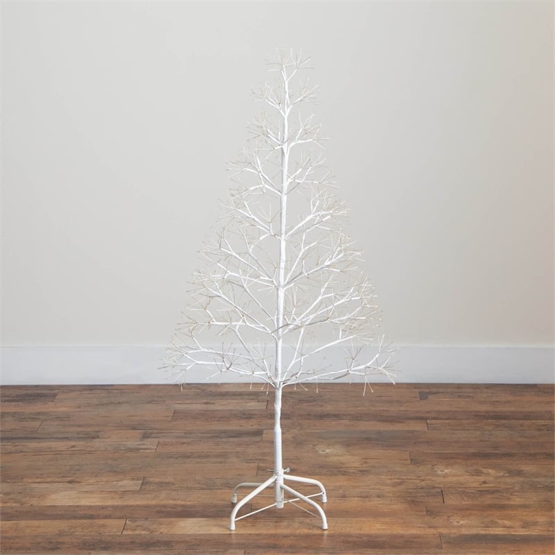 Nearly Natural 4ft Pre-Lit White Starburst Tree with 800 Fairy Warm White LED