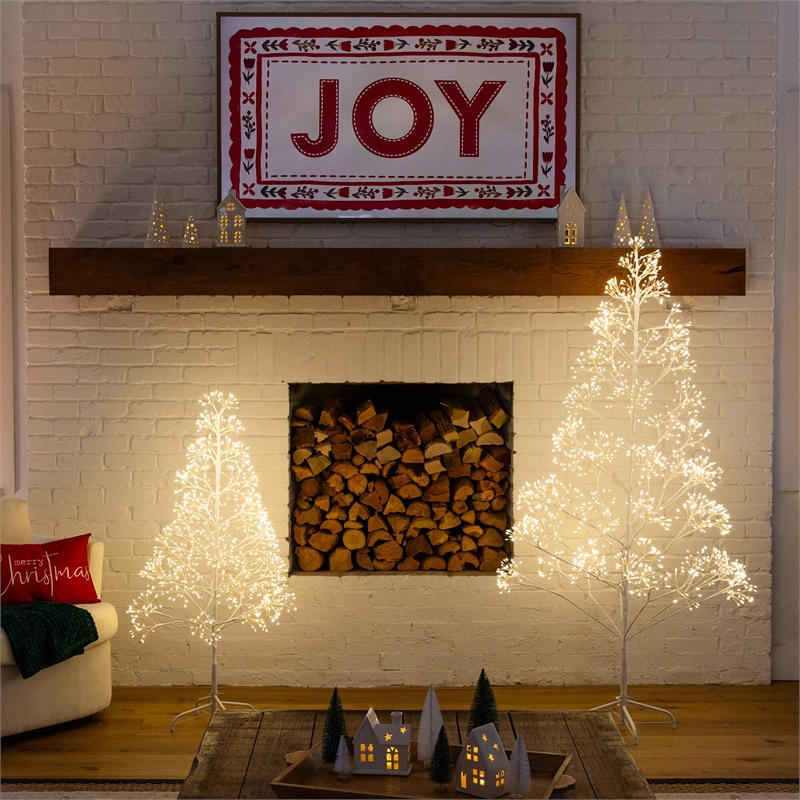 Nearly Natural 4ft Pre-Lit White Starburst Tree with 800 Fairy Warm White LED