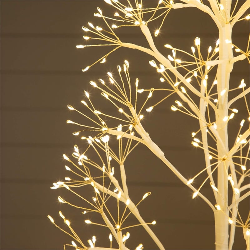 Nearly Natural 6ft Pre-Lit White Starburst Tree with 1680 Fairy Warm White LED