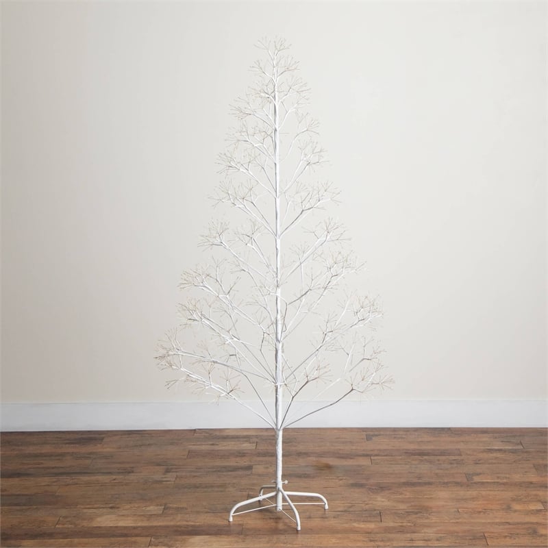 Nearly Natural 6ft Pre-Lit White Starburst Tree with 1680 Fairy Warm White LED