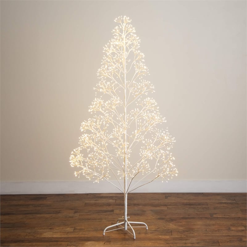 Nearly Natural 6ft Pre-Lit White Starburst Tree with 1680 Fairy Warm White LED
