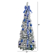 Nearly Natural 5ft Pre-Lit Pop Up Flocked Christmas Tree w/ Ornaments in Silver